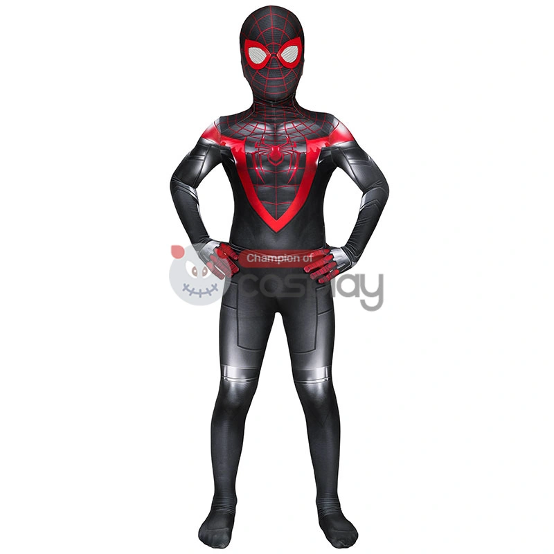 Spider Man Miles Morales Cosplay Costume Spiderman Jumpsuit For Kids 2 Spider Man Miles Morales Cosplay Costume Spiderman Jumpsuit For Kids - Image 2
