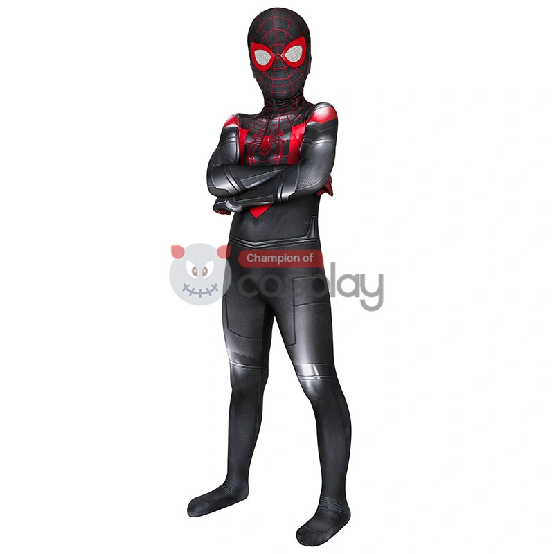 Spider Man Miles Morales Cosplay Costume Spiderman Jumpsuit For Kids 4 Spider Man Miles Morales Cosplay Costume Spiderman Jumpsuit For Kids - Image 4