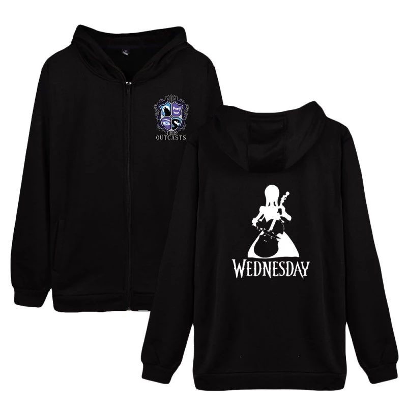 Wednesday Addams Hoodies Outcasts 2D Print Swearshirts Unisex 2 Wednesday Addams Hoodies Outcasts 2D Print Swearshirts Unisex - Image 2