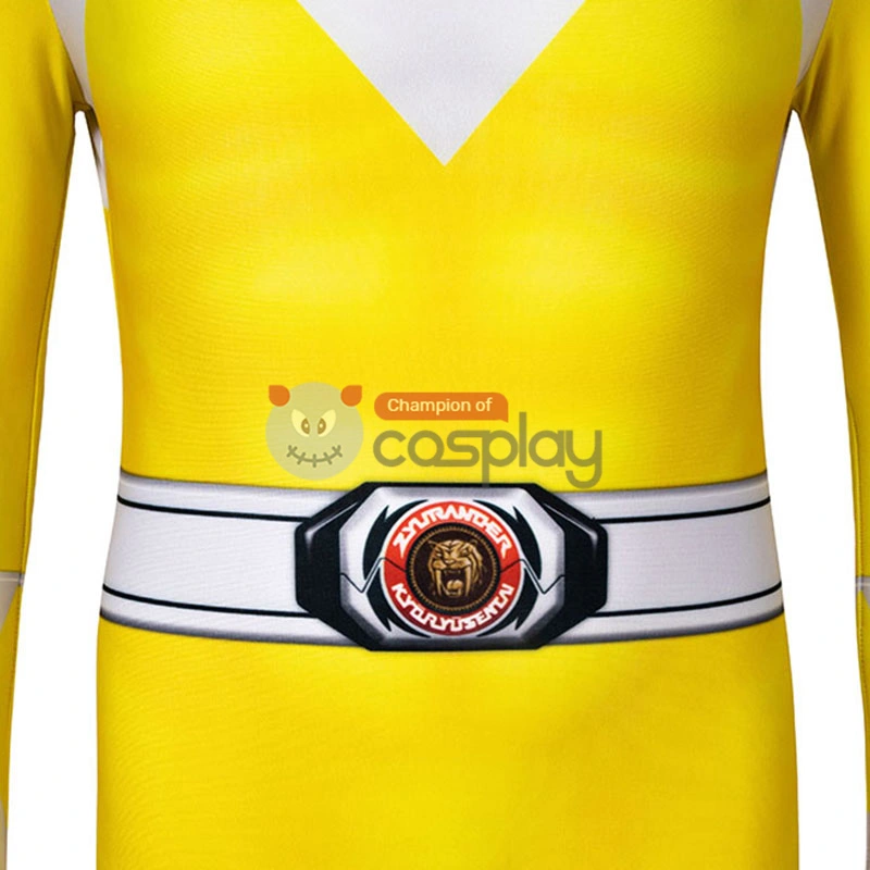 Mighty Morphin Power Rangers Cosplay Costume Yellow Ranger Suit For Kids 5 Mighty Morphin Power Rangers Cosplay Costume Yellow Ranger Suit For Kids - Image 5