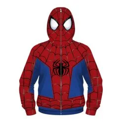 Kids Spiderman Zip Up Long Sleeve Hoodies