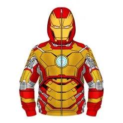 Iron Man Fashion Zip Up Long Sleeve Hoodie For Kids