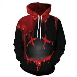 3D Print Halloween Drop Blood Pattern Long Sleeve Hoodie