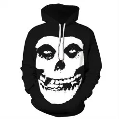 3D Print Skull Pattern Halloween Black Hoodie