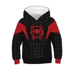 Kids Spider-Man Into The Spider-Verse Pattern Miles Morales Long Sleeve Hoodie