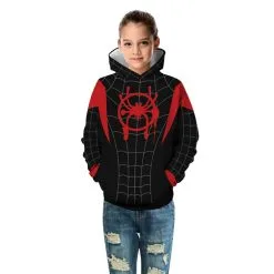 Kids Spider-Man Into The Spider-Verse Pattern Miles Morales Long Sleeve Hoodie -Cheap Ready To Ship Store TZ 129 4 800x800 1