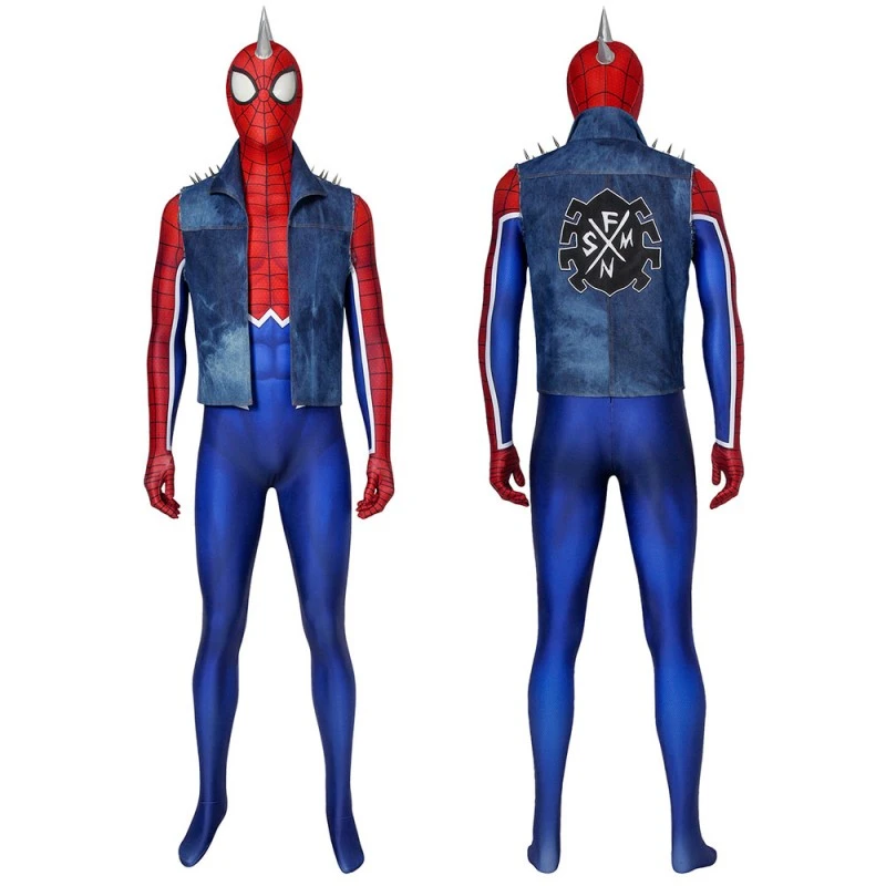 Spiderman Punk-Rock Jumpsuit The Spider-Punk Suit Hobart Brown Cosplay Costume 1 Spiderman Punk-Rock Jumpsuit The Spider-Punk Suit Hobart Brown Cosplay Costume